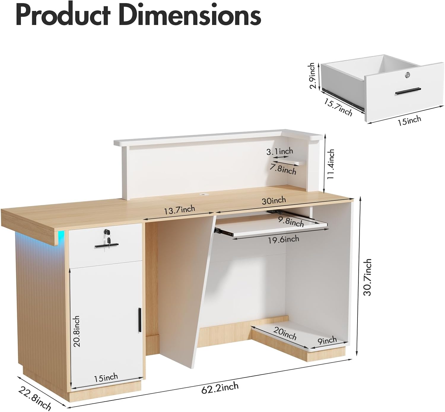 Modern Reception Desk with LED - Reception Desk Counter ulasan dan harga
