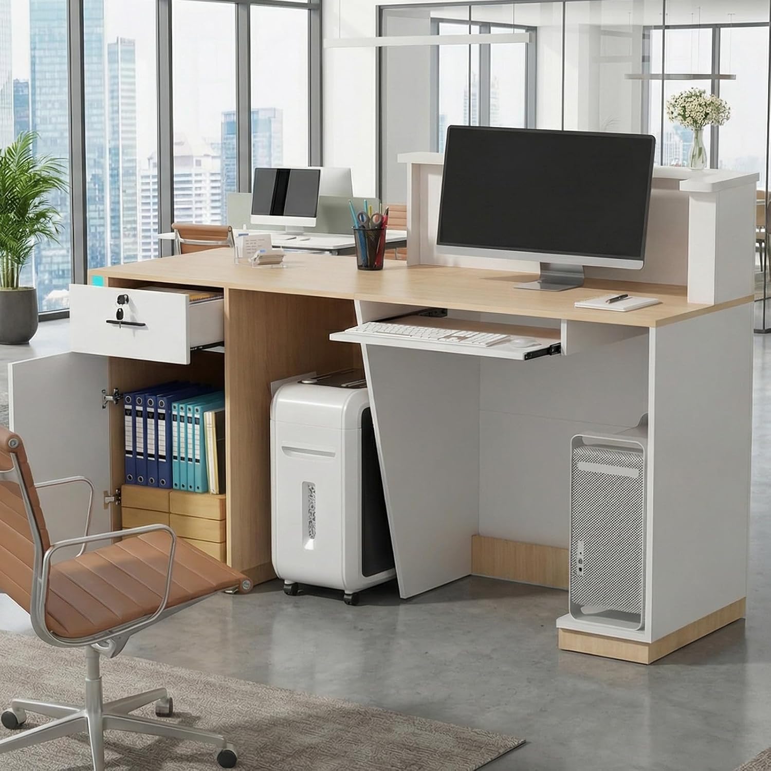 Modern Reception Desk with LED - Reception Desk Counter ulasan dan harga