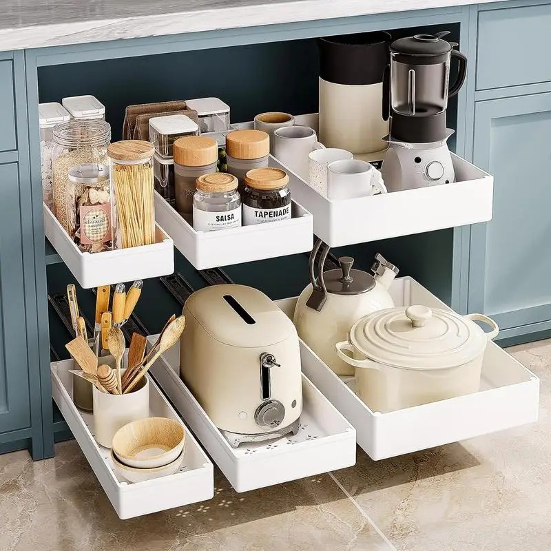 1-2pcs Kitchen Organizer Pull  - Drawer Organizer Tray ulasan dan harga