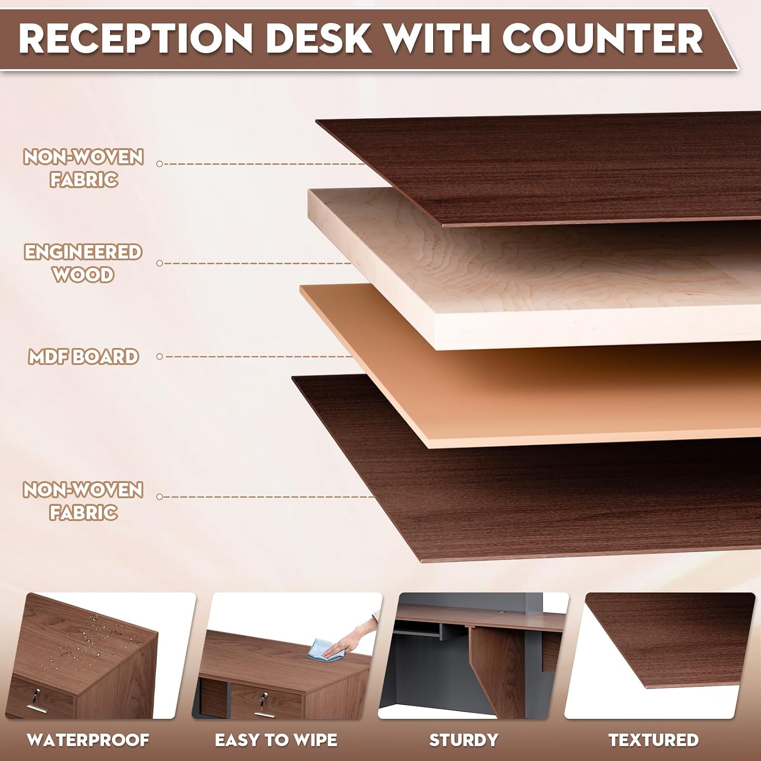 L-Shaped Modern Large Wooden C - Reception Desk Counter ulasan dan harga